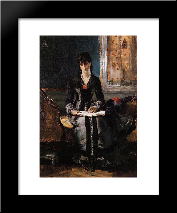 Portrait Of A Young Woman 20x24 Black Modern Wood Framed Art Print Poster by Stevens, Alfred