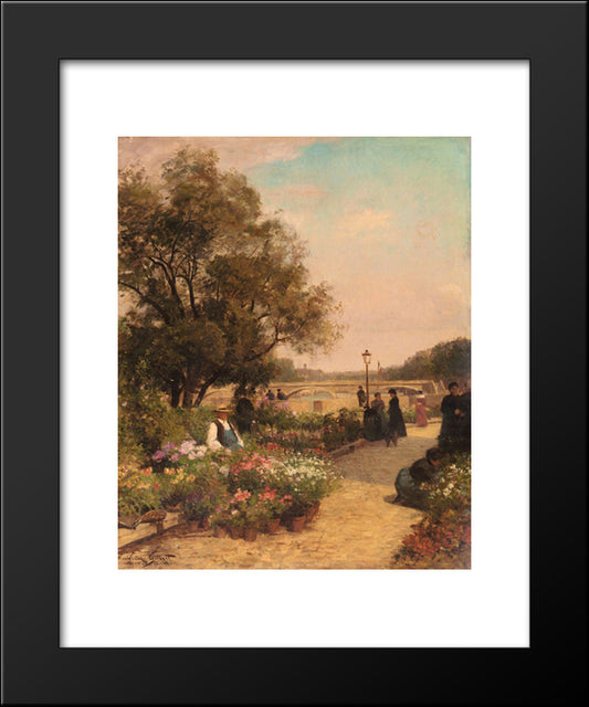 Quai Aux Fleurs 20x24 Black Modern Wood Framed Art Print Poster by Stevens, Alfred