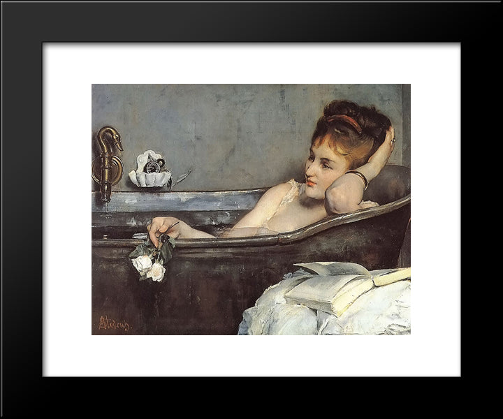 The Bath 20x24 Black Modern Wood Framed Art Print Poster by Stevens, Alfred