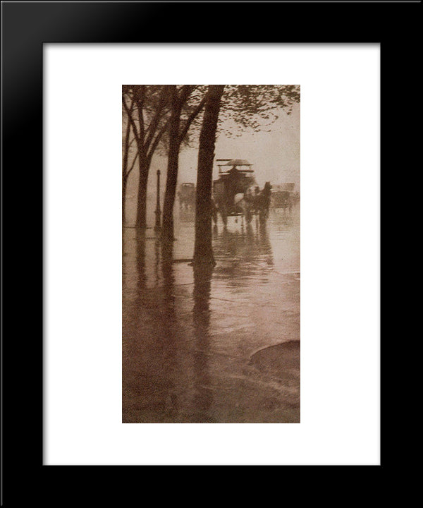 Spring Showers, The Coach 20x24 Black Modern Wood Framed Art Print Poster by Stieglitz, Alfred