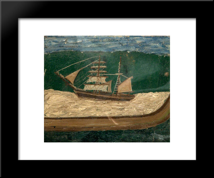 A Brig, Close To Shore 20x24 Black Modern Wood Framed Art Print Poster by Wallis, Alfred