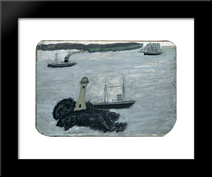 Against Longships Fog 20x24 Black Modern Wood Framed Art Print Poster by Wallis, Alfred