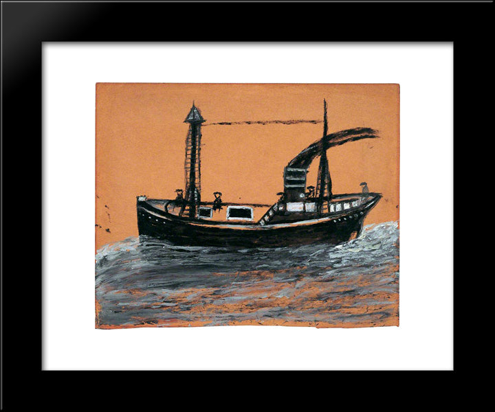 Black Steamship 20x24 Black Modern Wood Framed Art Print Poster by Wallis, Alfred