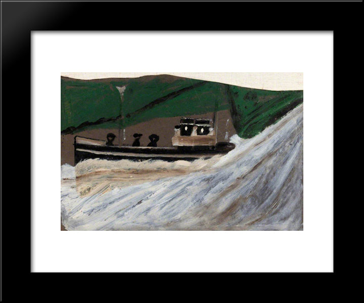 Boat With Figures 20x24 Black Modern Wood Framed Art Print Poster by Wallis, Alfred