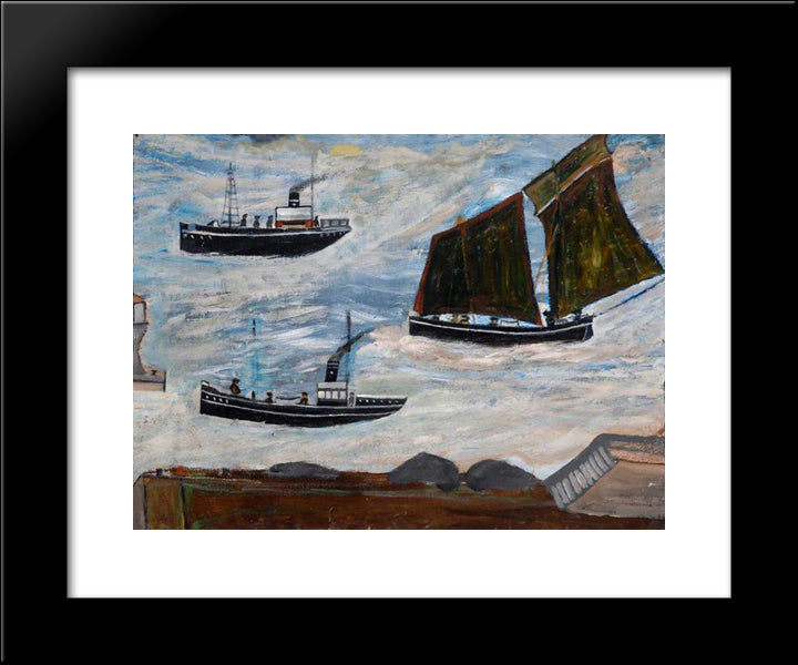 Boats 20x24 Black Modern Wood Framed Art Print Poster by Wallis, Alfred