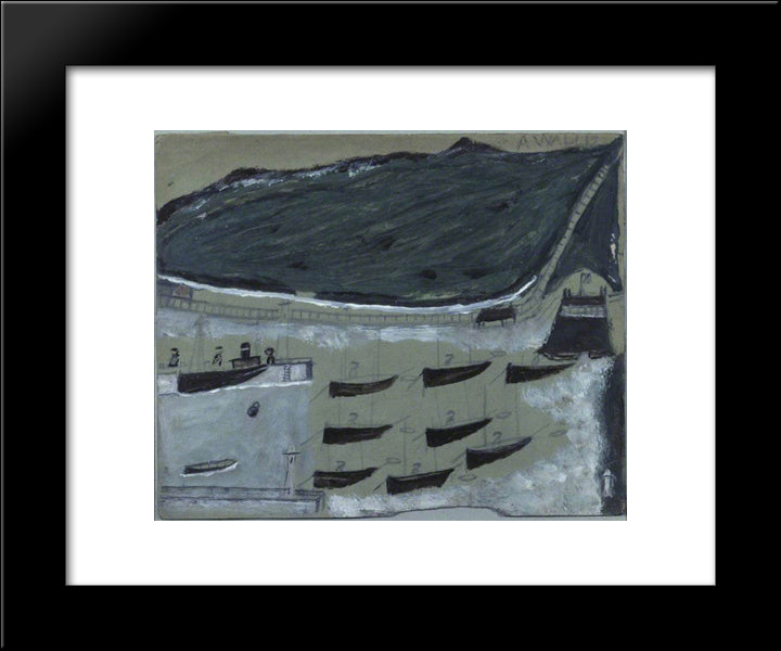 Boats At Rest In Mount'S Bay 20x24 Black Modern Wood Framed Art Print Poster by Wallis, Alfred