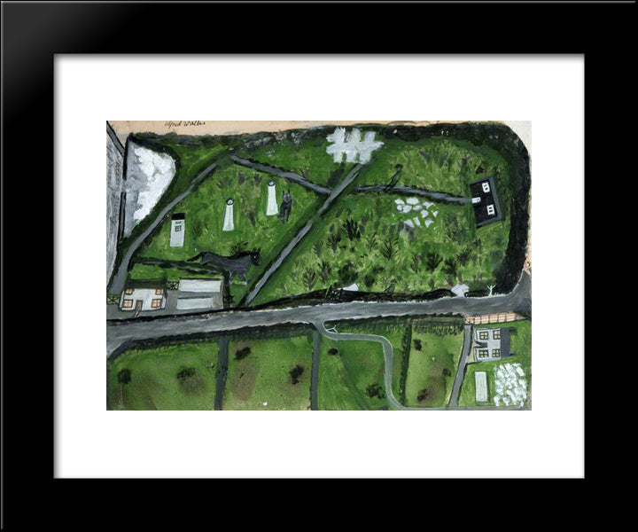 Consols Mine Raswall Hill And The Road Zennor To Farms. The White You See Is Granite' 20x24 Black Modern Wood Framed Art Print Poster by Wallis, Alfred