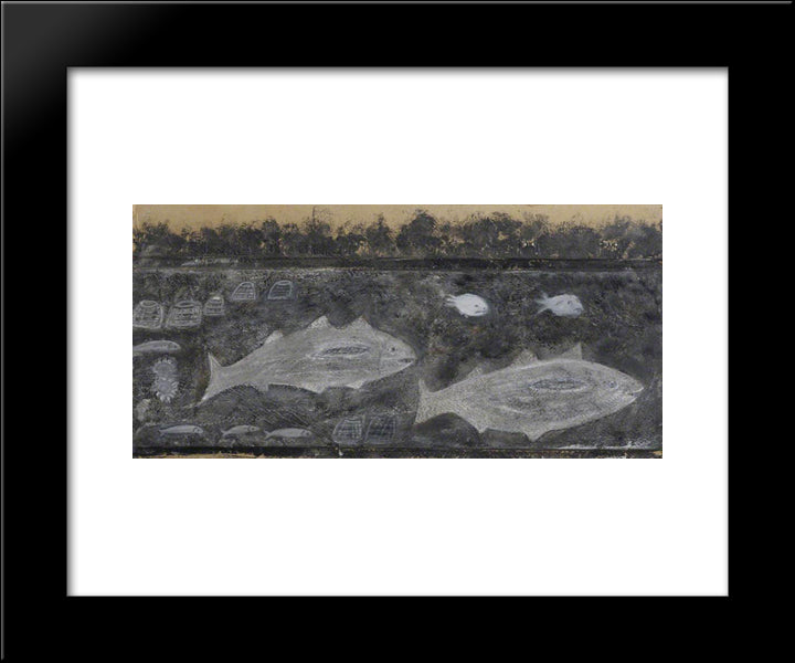 Fishes And Lobster Pots 20x24 Black Modern Wood Framed Art Print Poster by Wallis, Alfred