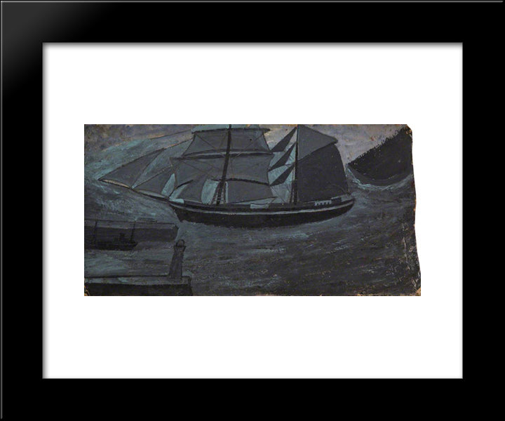 Grey Schooner 20x24 Black Modern Wood Framed Art Print Poster by Wallis, Alfred