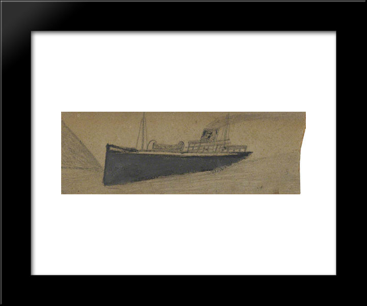 Grey Steam Boat 20x24 Black Modern Wood Framed Art Print Poster by Wallis, Alfred