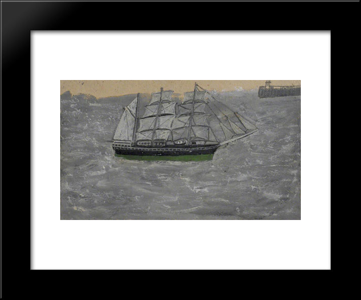 Grey Three-Master 20x24 Black Modern Wood Framed Art Print Poster by Wallis, Alfred