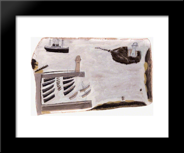 Harbour, St Ives, Cornwall 20x24 Black Modern Wood Framed Art Print Poster by Wallis, Alfred