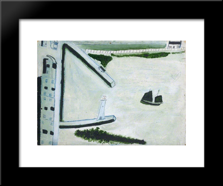 Harbour And Sailing Ship 20x24 Black Modern Wood Framed Art Print Poster by Wallis, Alfred