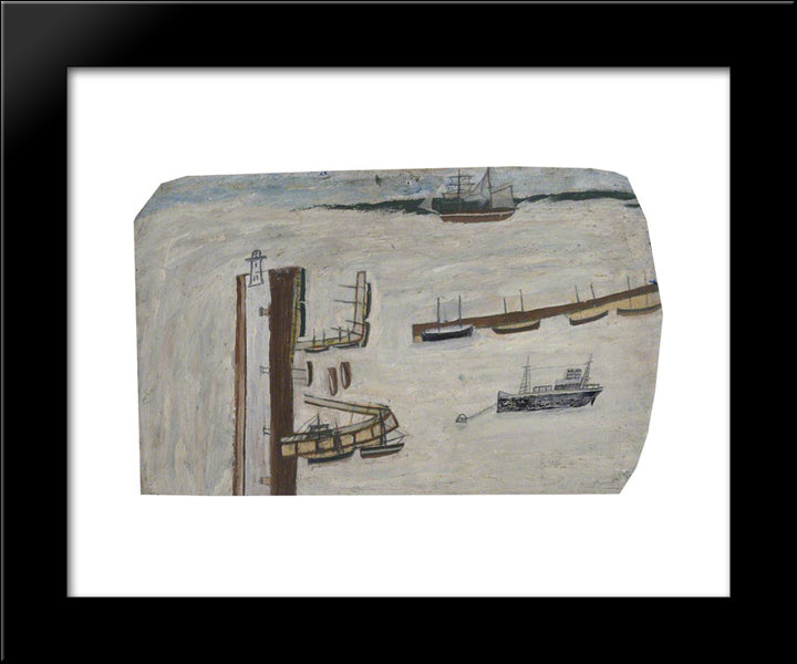 Harbour Scene 20x24 Black Modern Wood Framed Art Print Poster by Wallis, Alfred