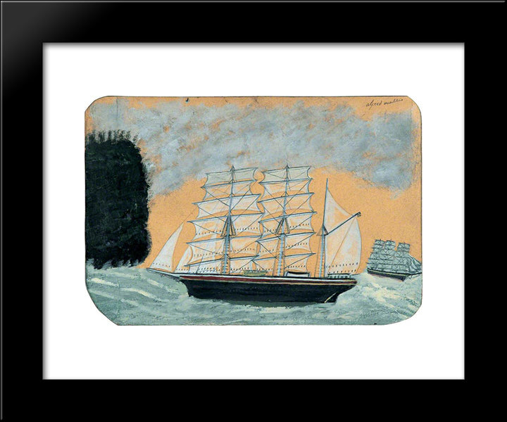 Headland With Two Three-Masters 20x24 Black Modern Wood Framed Art Print Poster by Wallis, Alfred