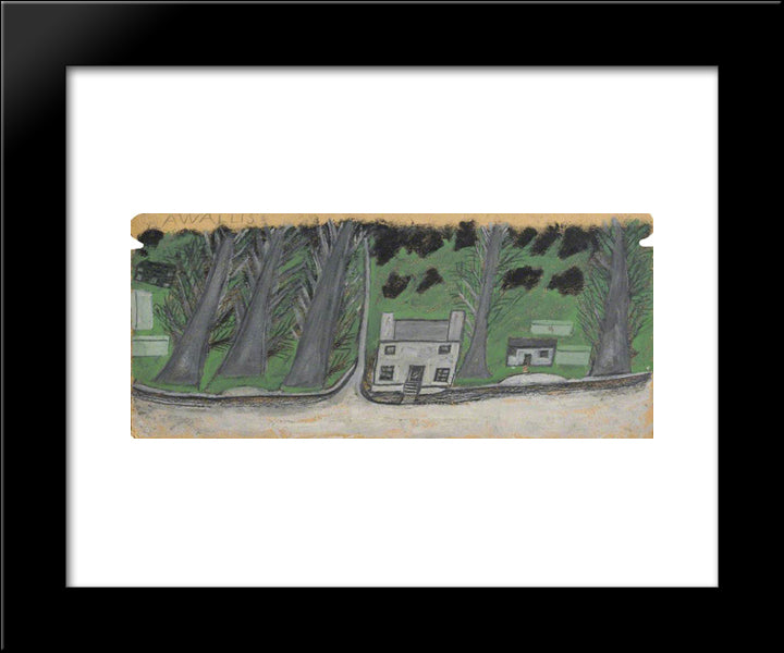 House With Trees 20x24 Black Modern Wood Framed Art Print Poster by Wallis, Alfred