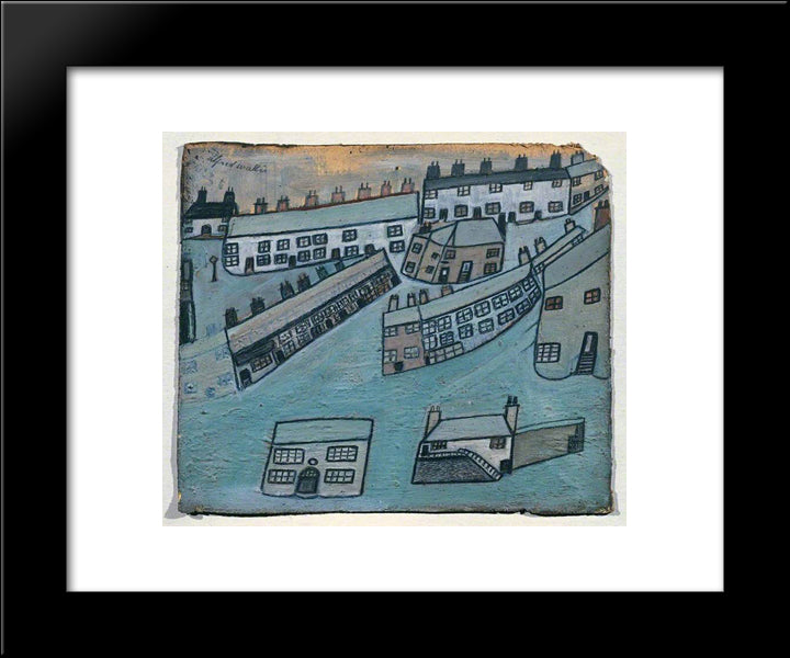 Houses At St Ives, Cornwall 20x24 Black Modern Wood Framed Art Print Poster by Wallis, Alfred