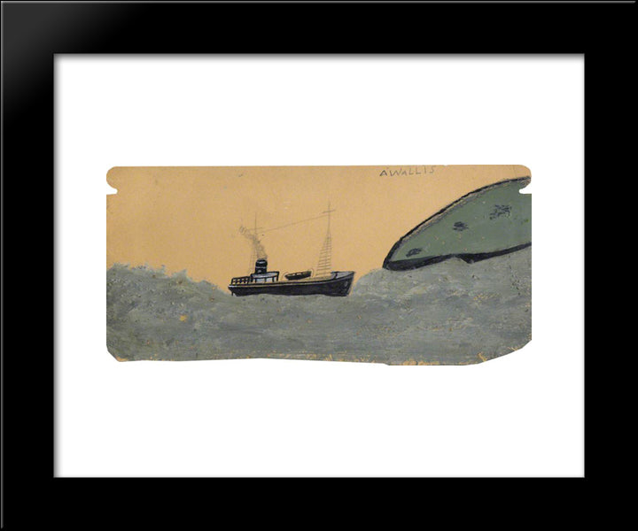 Motor Vessel Near Land 20x24 Black Modern Wood Framed Art Print Poster by Wallis, Alfred