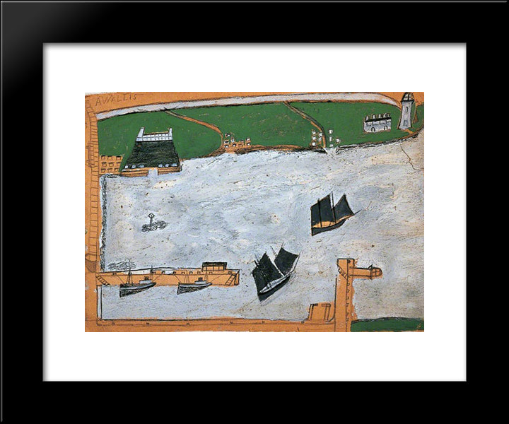 Mount'S Bay With St Michael'S Mount, Cornwall 20x24 Black Modern Wood Framed Art Print Poster by Wallis, Alfred