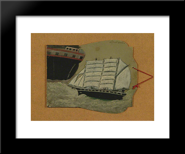 Sailing Ship 20x24 Black Modern Wood Framed Art Print Poster by Wallis, Alfred
