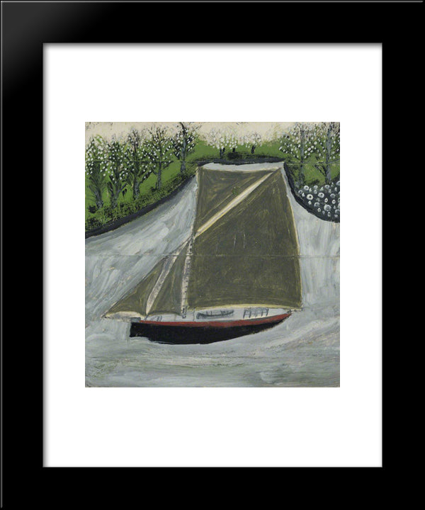 Sailing Ship And Orchard 1937 20x24 Black Modern Wood Framed Art Print Poster by Wallis, Alfred