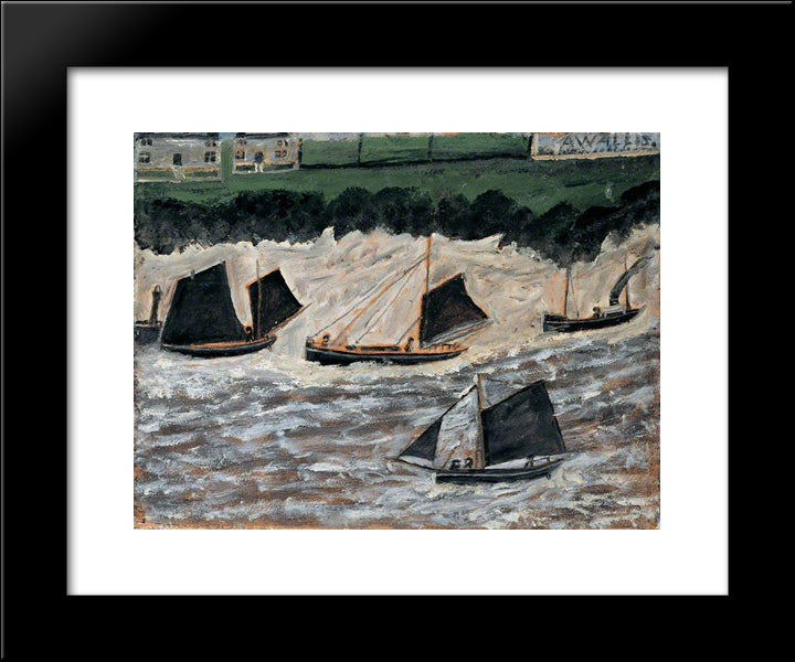 Seascape 20x24 Black Modern Wood Framed Art Print Poster by Wallis, Alfred