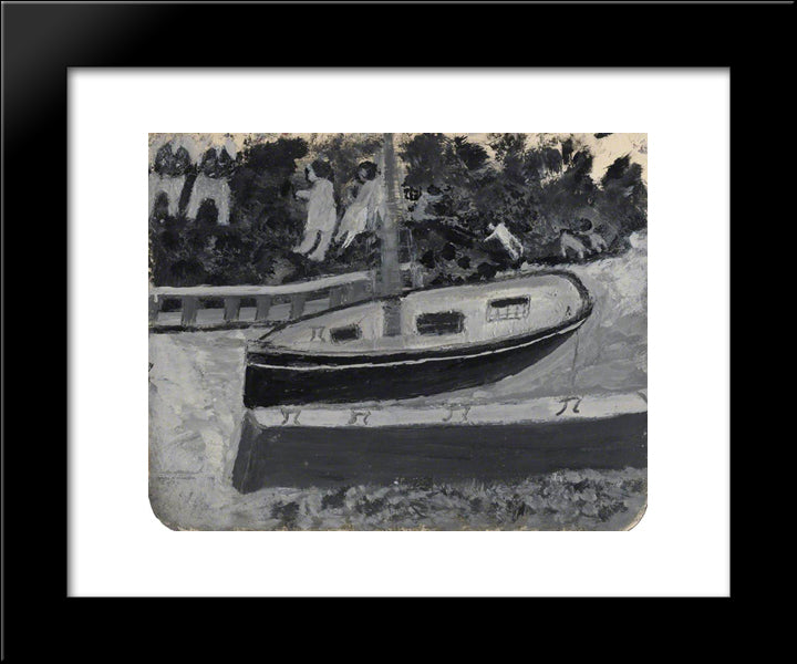 Ship, People And Animals 20x24 Black Modern Wood Framed Art Print Poster by Wallis, Alfred