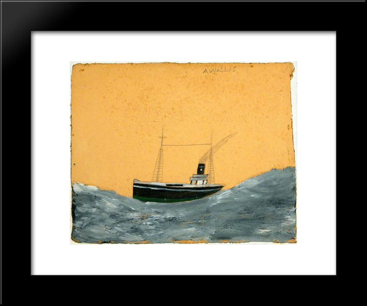 Ship Amid Tall Waves 20x24 Black Modern Wood Framed Art Print Poster by Wallis, Alfred
