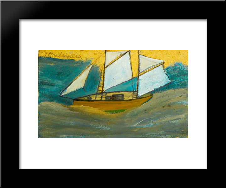 Ship In Rough Sea 20x24 Black Modern Wood Framed Art Print Poster by Wallis, Alfred