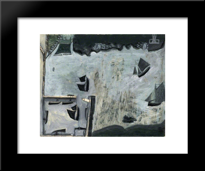 St Michael'S Mount Harbour 20x24 Black Modern Wood Framed Art Print Poster by Wallis, Alfred