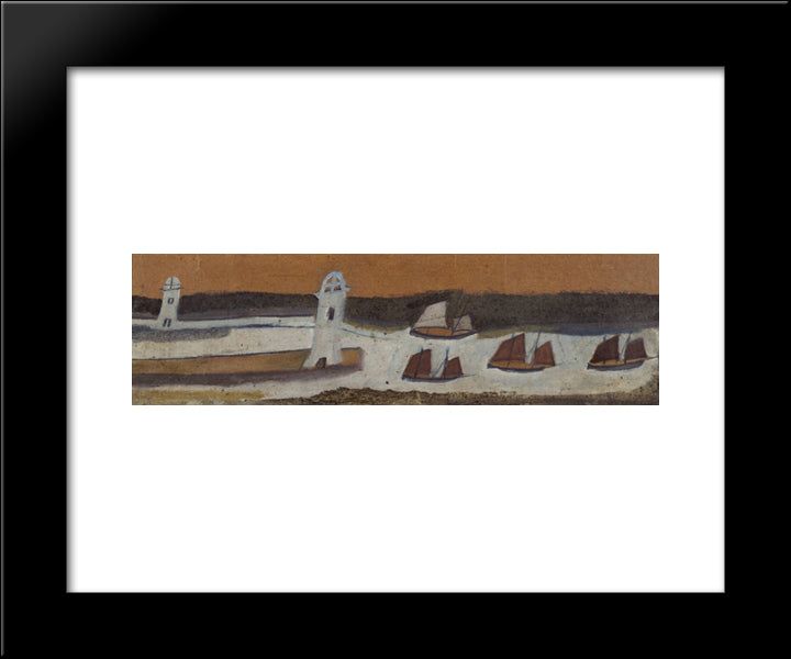 String Of Boats 20x24 Black Modern Wood Framed Art Print Poster by Wallis, Alfred