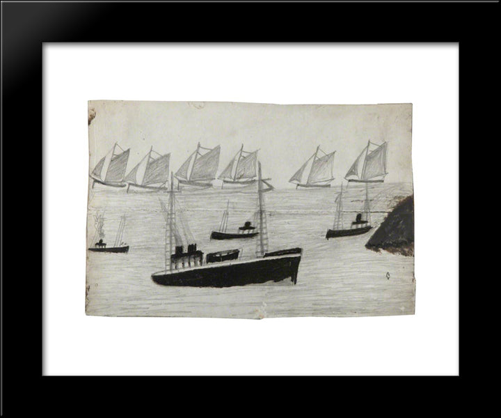 The Fleet At Sea 20x24 Black Modern Wood Framed Art Print Poster by Wallis, Alfred