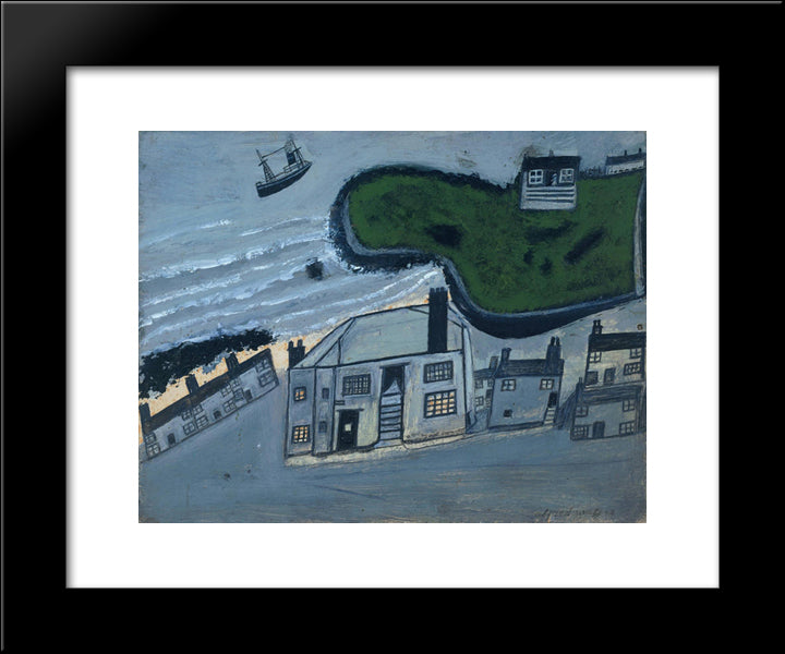 The Hold House Port Mear Square Island Port Mear Beach 20x24 Black Modern Wood Framed Art Print Poster by Wallis, Alfred