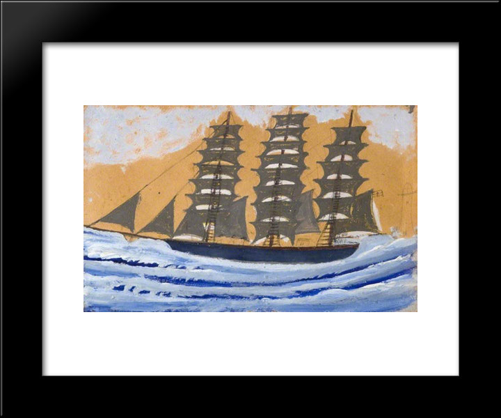 Three-Masted Schooner 20x24 Black Modern Wood Framed Art Print Poster by Wallis, Alfred