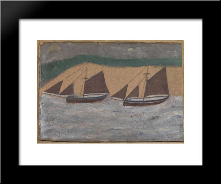Two Boats 20x24 Black Modern Wood Framed Art Print Poster by Wallis, Alfred