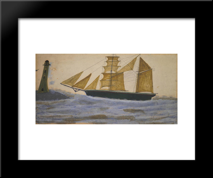 Two-Masted Ship 20x24 Black Modern Wood Framed Art Print Poster by Wallis, Alfred