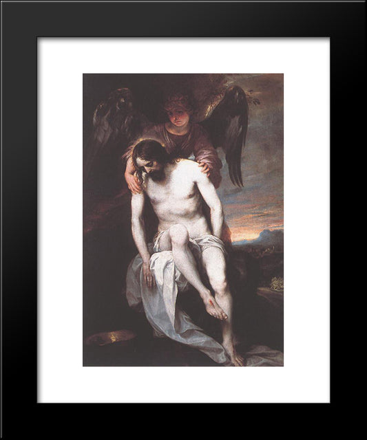 Dead Christ Supported By An Angel 20x24 Black Modern Wood Framed Art Print Poster by Cano, Alonzo
