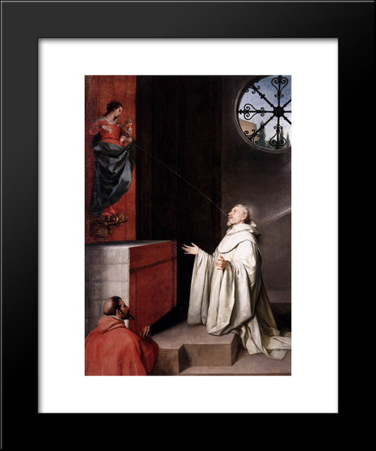 St. Bernard And The Virgin 20x24 Black Modern Wood Framed Art Print Poster by Cano, Alonzo
