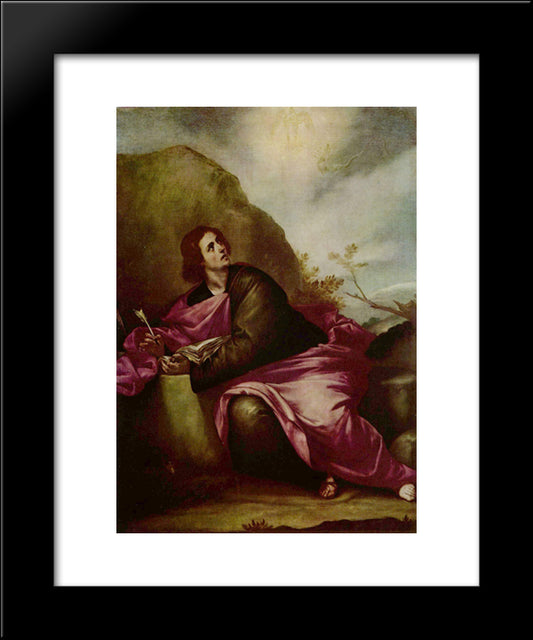 St. John The Evangelist At Patmos 20x24 Black Modern Wood Framed Art Print Poster by Cano, Alonzo