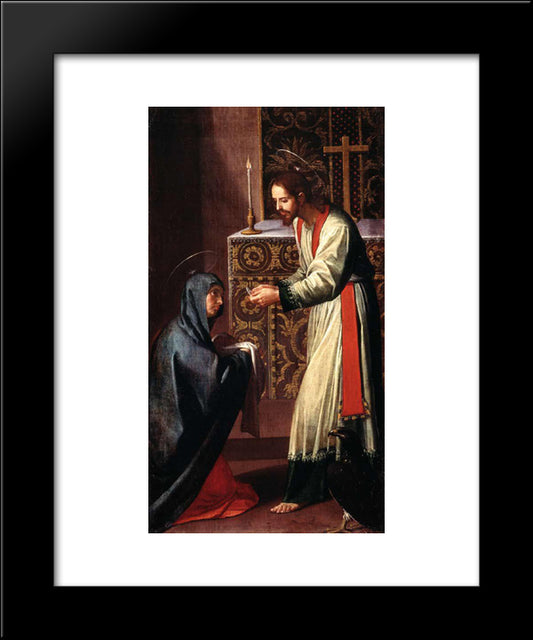 St. John The Evangelist Giving Communion To The Virgin 20x24 Black Modern Wood Framed Art Print Poster by Cano, Alonzo