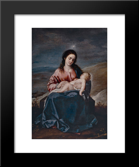 The Virgin And Child 20x24 Black Modern Wood Framed Art Print Poster by Cano, Alonzo