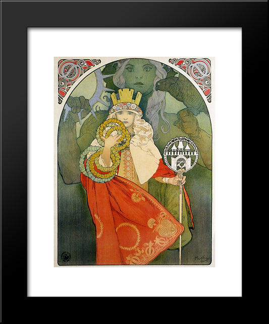 6Th Sokol Festival 20x24 Black Modern Wood Framed Art Print Poster by Mucha, Alphonse