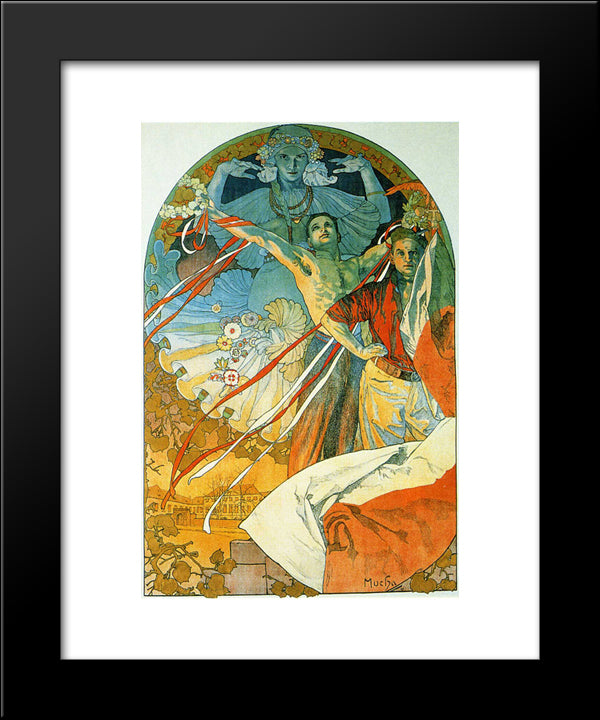 8Th Sokol Festival 20x24 Black Modern Wood Framed Art Print Poster by Mucha, Alphonse