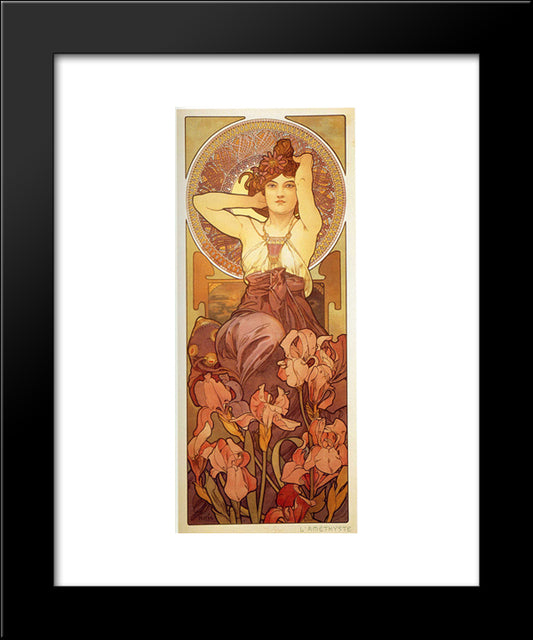Amethyst 20x24 Black Modern Wood Framed Art Print Poster by Mucha, Alphonse