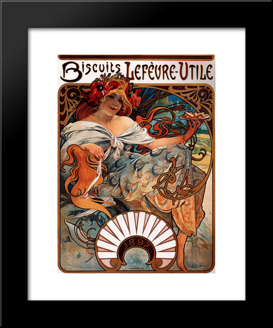 Biscuits Lefevre Utile 20x24 Black Modern Wood Framed Art Print Poster by Mucha, Alphonse
