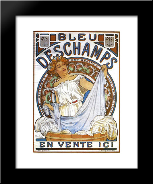 Bleu Deschamps 20x24 Black Modern Wood Framed Art Print Poster by Mucha, Alphonse