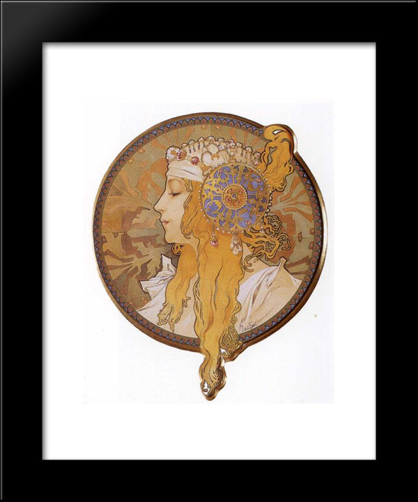 Byzantine Head. The Blonde 20x24 Black Modern Wood Framed Art Print Poster by Mucha, Alphonse