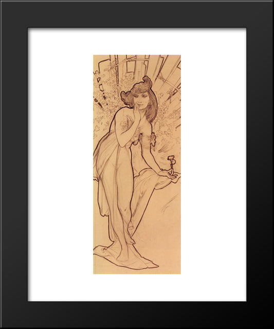 Carnation 20x24 Black Modern Wood Framed Art Print Poster by Mucha, Alphonse
