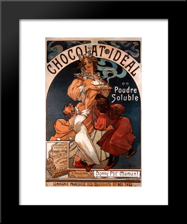 Chocolat Ideal 20x24 Black Modern Wood Framed Art Print Poster by Mucha, Alphonse