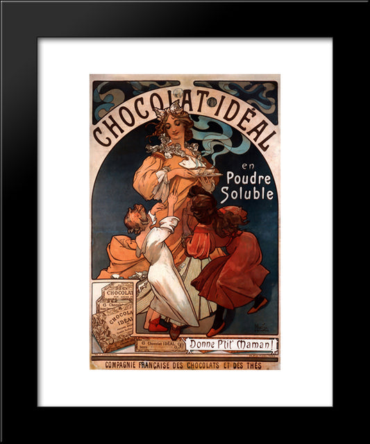 Chocolat Ideal 20x24 Black Modern Wood Framed Art Print Poster by Mucha, Alphonse